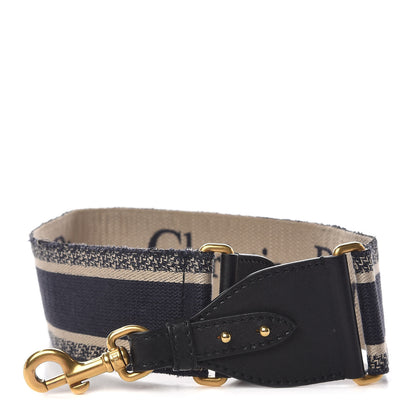 Christian Dior Canvas Embroidered Shoulder Strap Blue 1 of 4