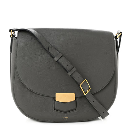 Celine Grained Calfskin Medium Trotteur Light Anthracite 1 of 9