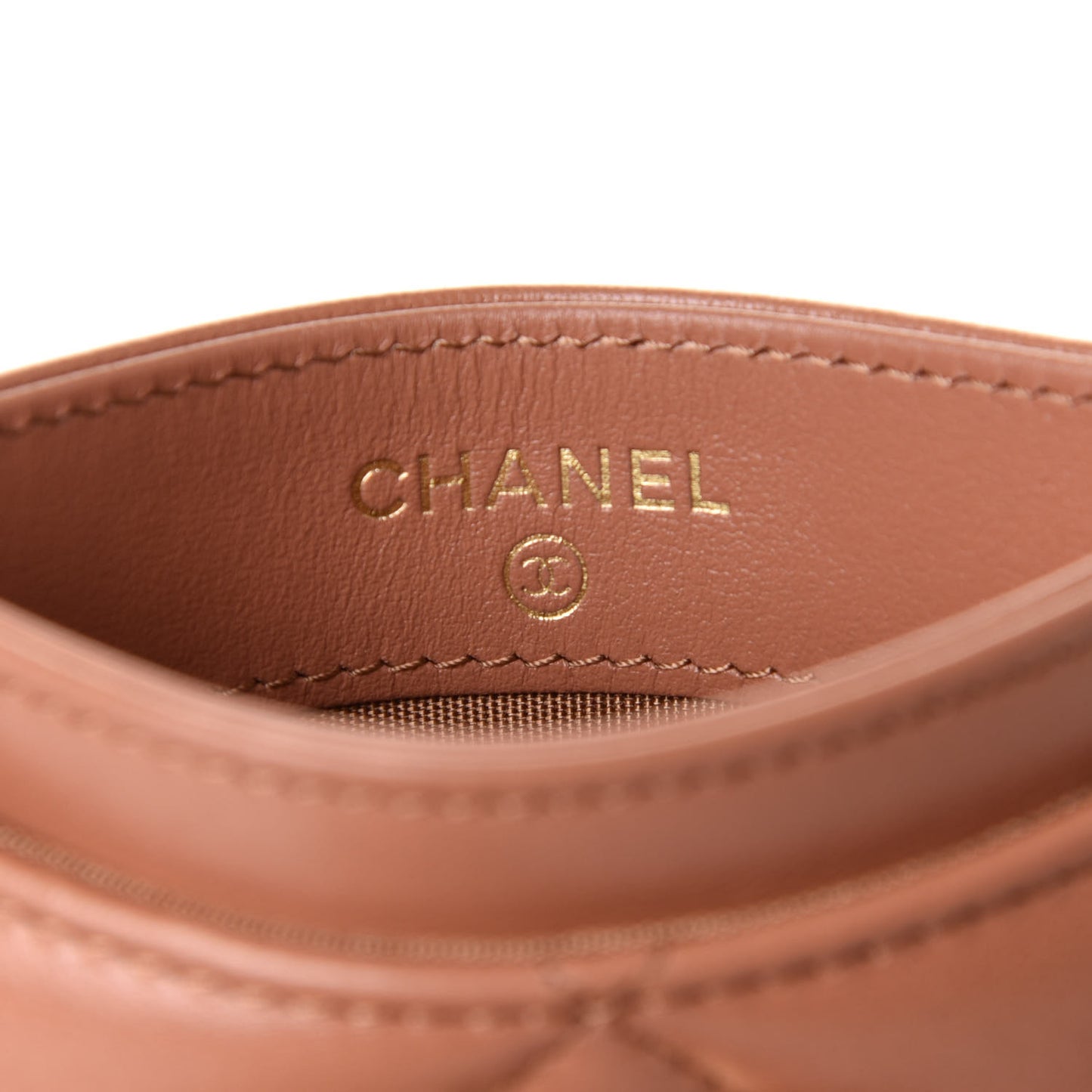 Lambskin Quilted Chanel 19 Card Holder Brown