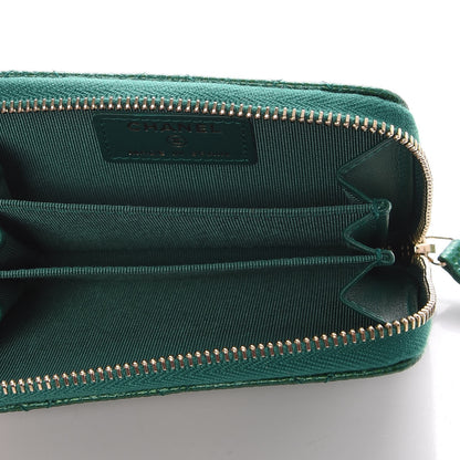 Chanel Metallic Caviar Quilted Zip Coin Purse Green 5 of 8