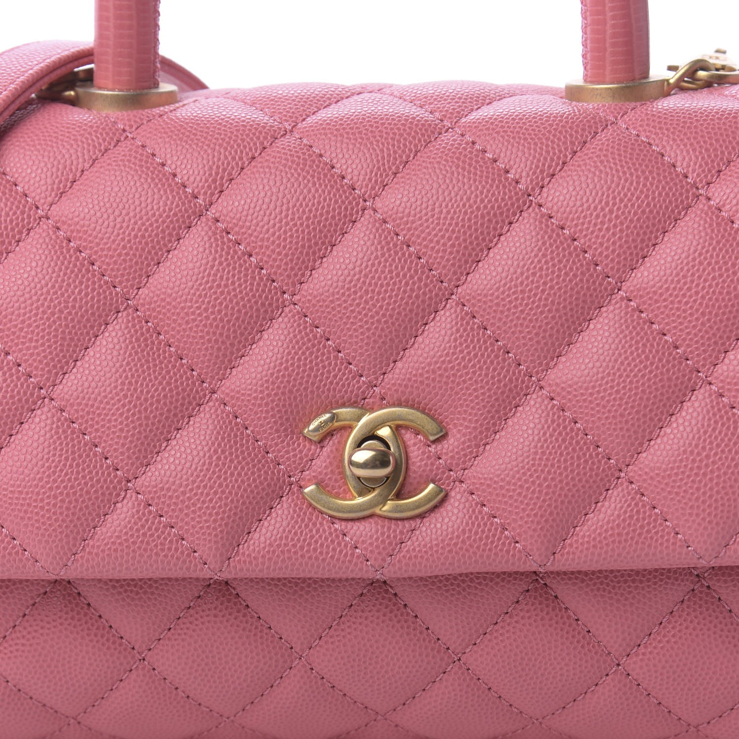 Chanel Caviar Lizard Embossed Quilted Mini Coco Handle Flap Pink 10 of 11