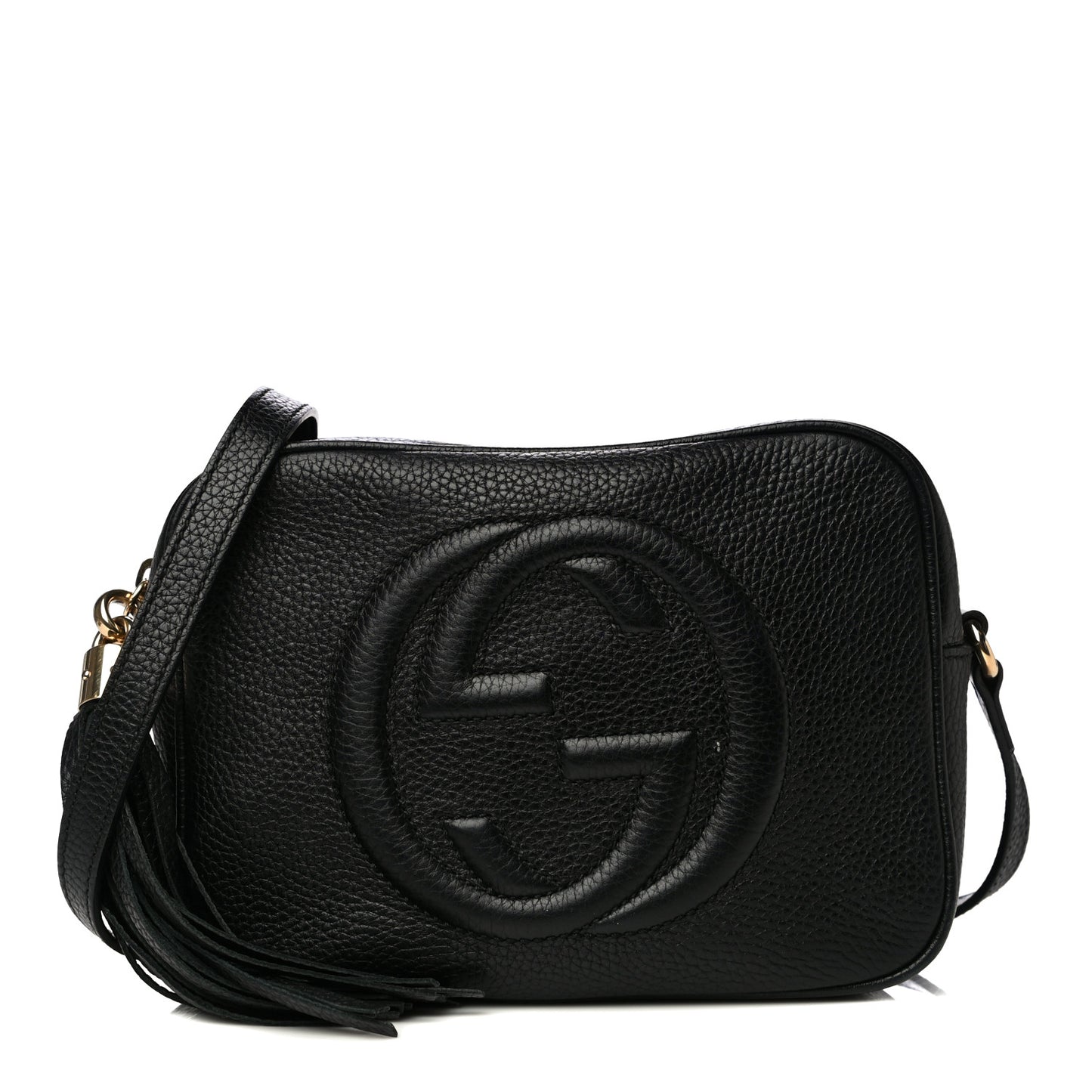 Pebbled Calfskin Small Soho Disco Bag Black
