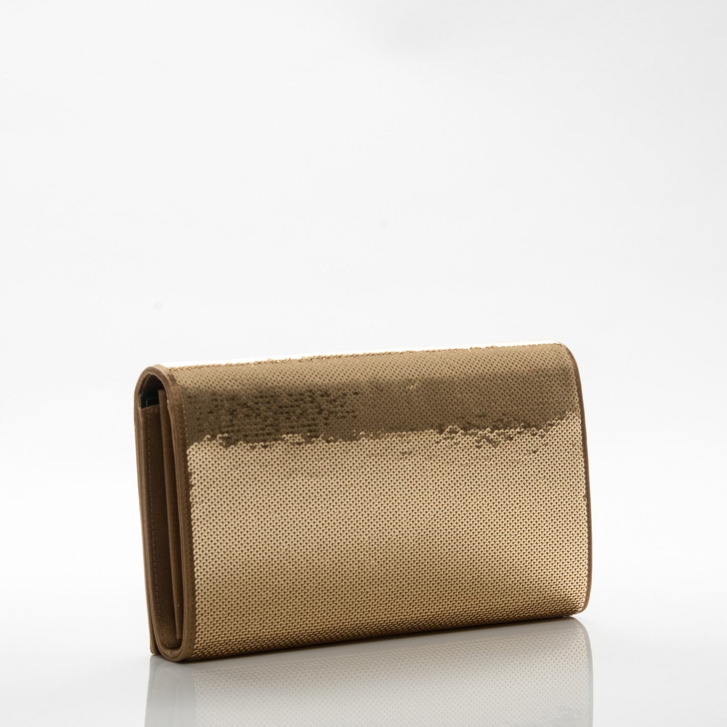 Sequin Monogram Chain Wallet Gold