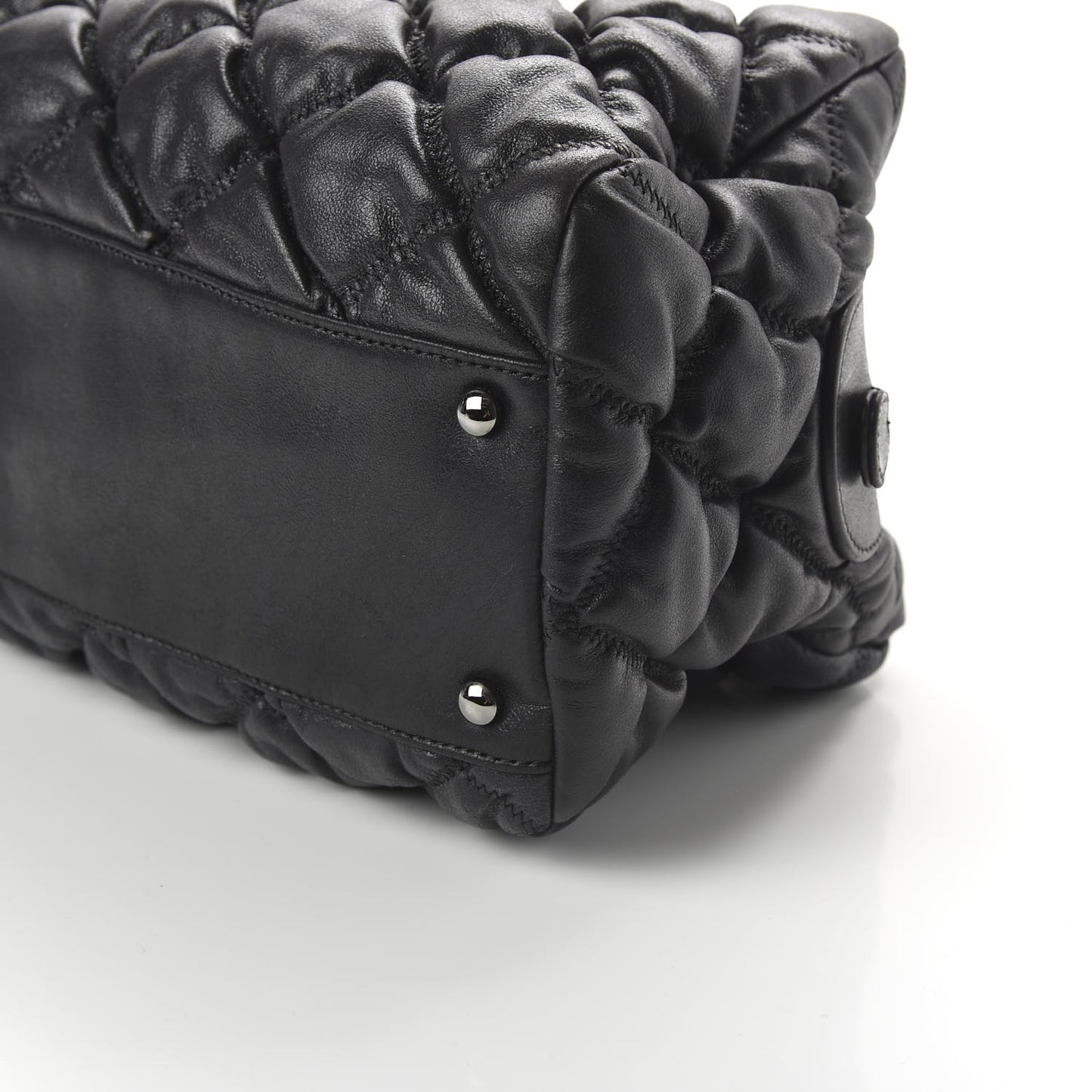 Lambskin Bubble Quilt Bowler Black