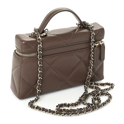 Chanel Caviar Quilted Top Handle Slim Vanity With Chain  Light Brown 2 of 9