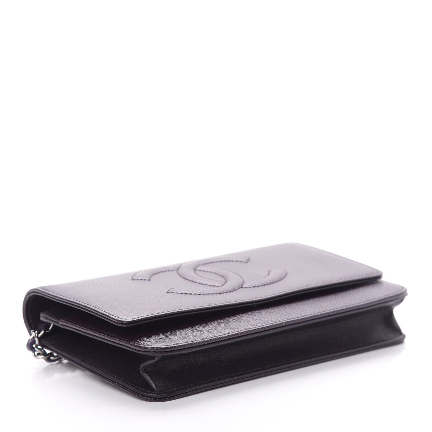 Chanel Caviar Timeless CC Wallet On Chain WOC Purple 4 of 12