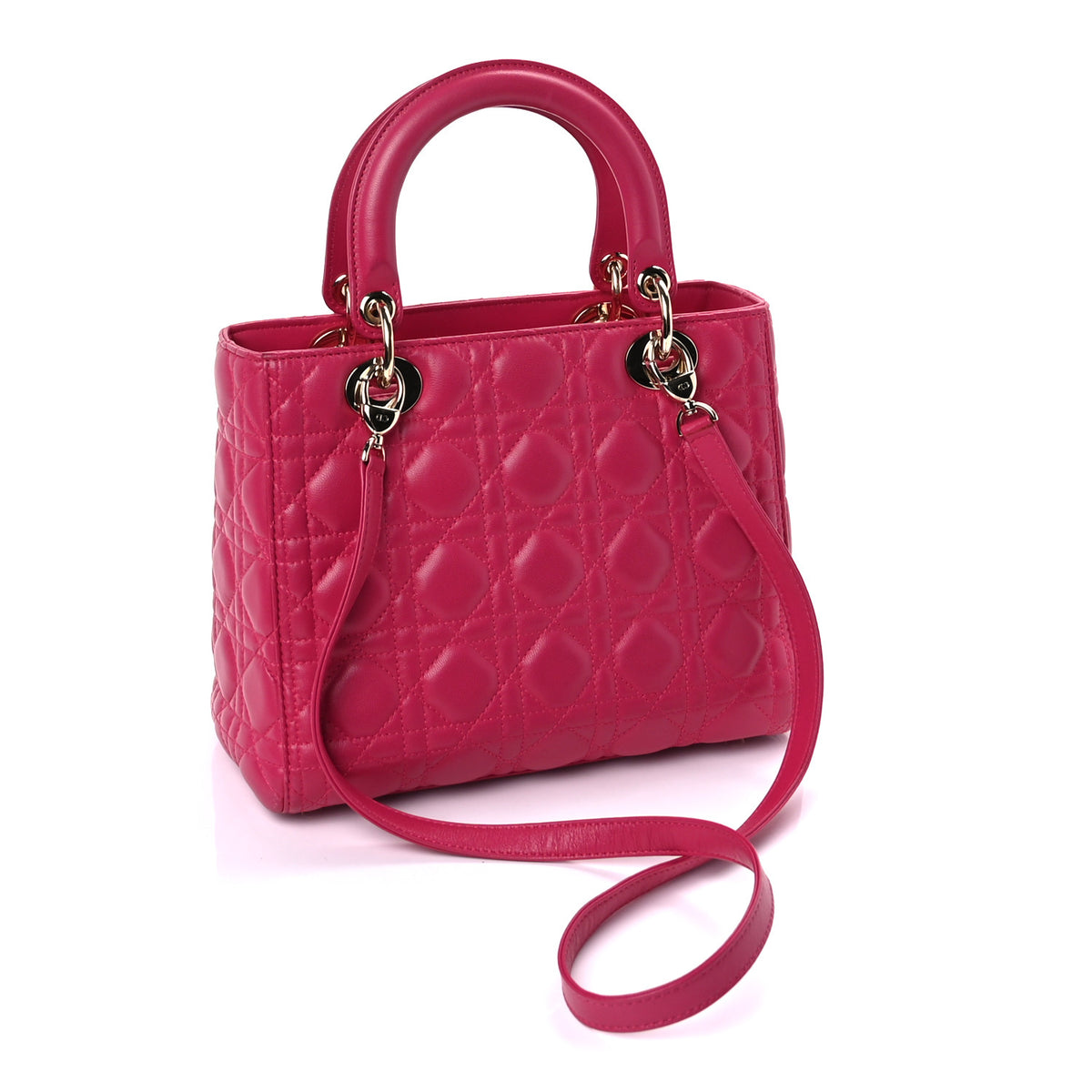 Christian Dior Lambskin Cannage Medium Lady Dior Pink 2 of 8