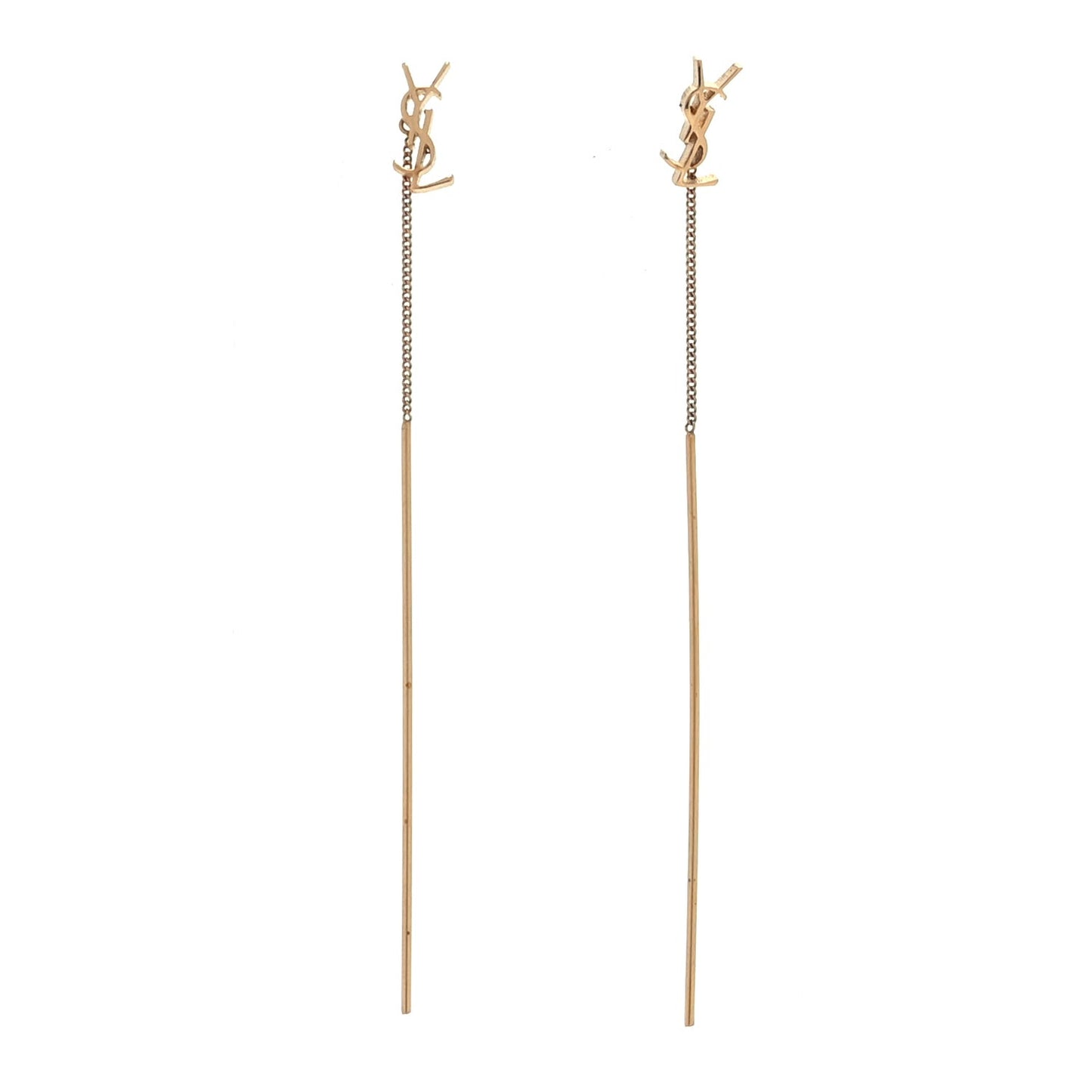 Metal Monogram Pendant Threader Earrings Gold