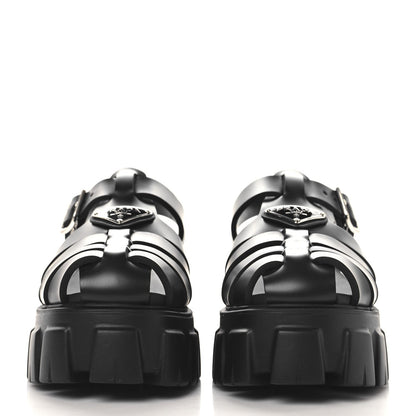 Prada Foam Rubber Triangle Logo Monolith 55mm Cage Sandals 36 Black 3 of 7
