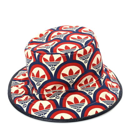 Gucci X ADIDAS Canvas Trefoil Interlocking G Bucket Hat M Red White Blue 3 of 7
