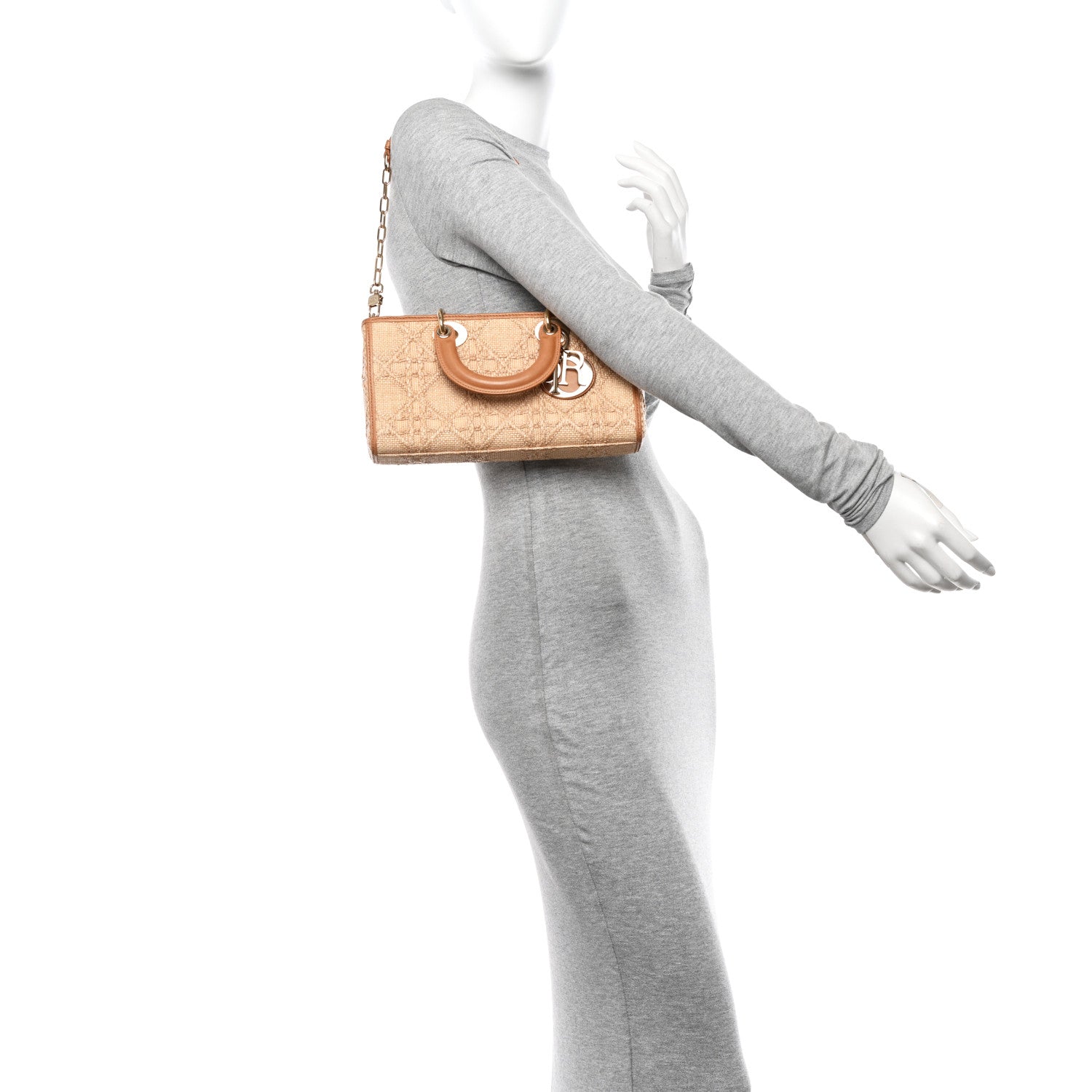 Christian Dior Raffia Macro Cannage Lady D-Joy Natural 2 of 12