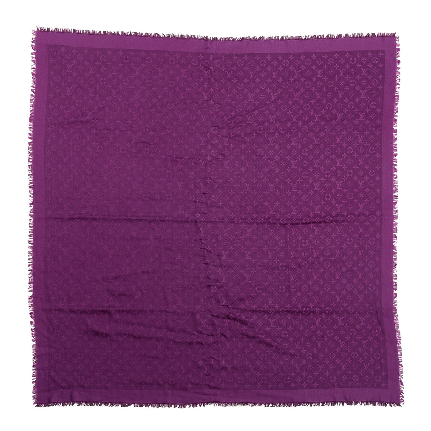 Wool Silk Monogram Shawl Cassis