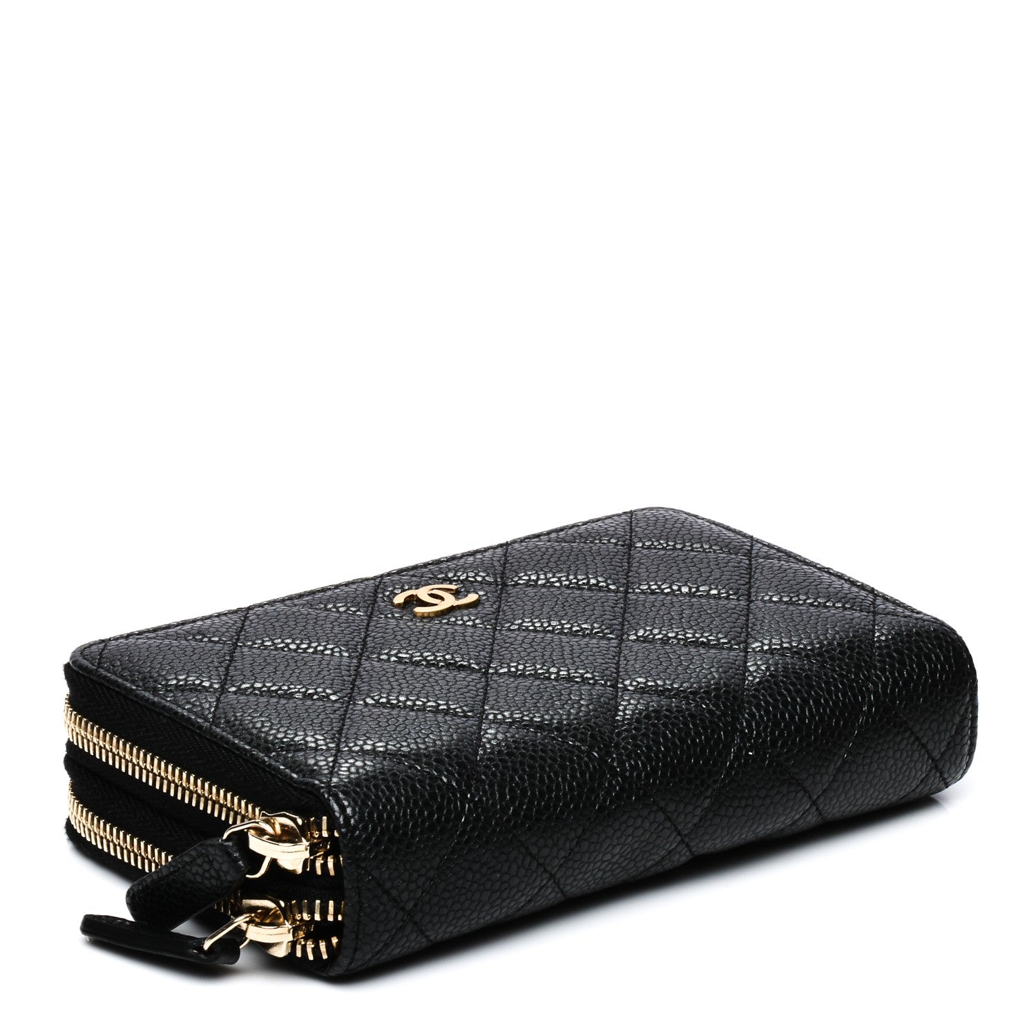 Chanel Caviar Quilted Large Gusset Double Zip Around Wallet Black 12 of 15