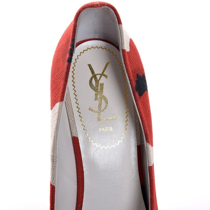 Saint Laurent Canvas Printed Maryna 105 Wedges 40 Blanc Poppy 7 of 12