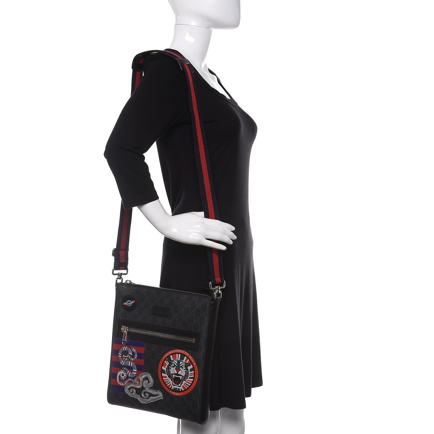 Gucci GG Supreme Monogram Night Courrier Flat Messenger Bag Black Multicolor 2 of 11