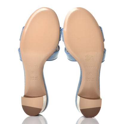 Hermes Denim Oasis Sandals 36 Bleu Clair 5 of 9
