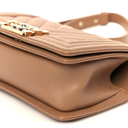 Chanel Caviar Chevron Quilted Small Boy Flap Beige 10 of 10