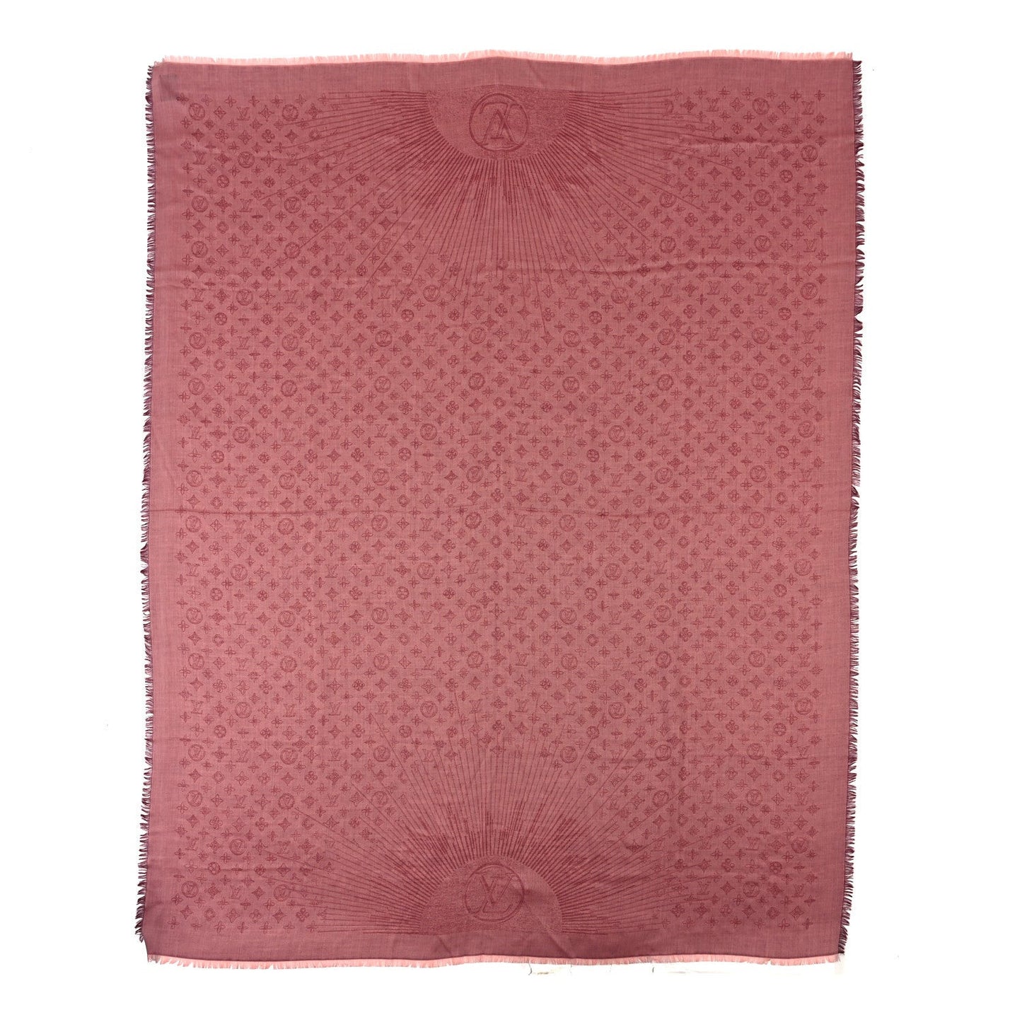 Cashmere Silk Monogram Shawl Fuchsia