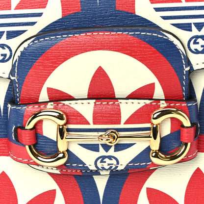 Gucci X ADIDAS Shangai Calfskin Web Trefoil Interlocking G Small Horsebit 1955 Shoulder Bag Red White Blue 6 of 8