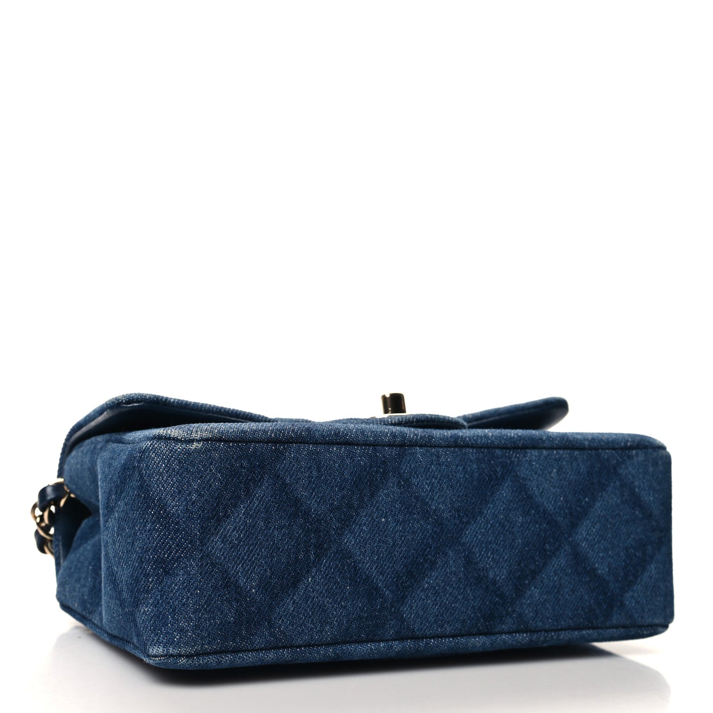 Printed Denim Quilted Mini Rectangular Flap Dark Blue