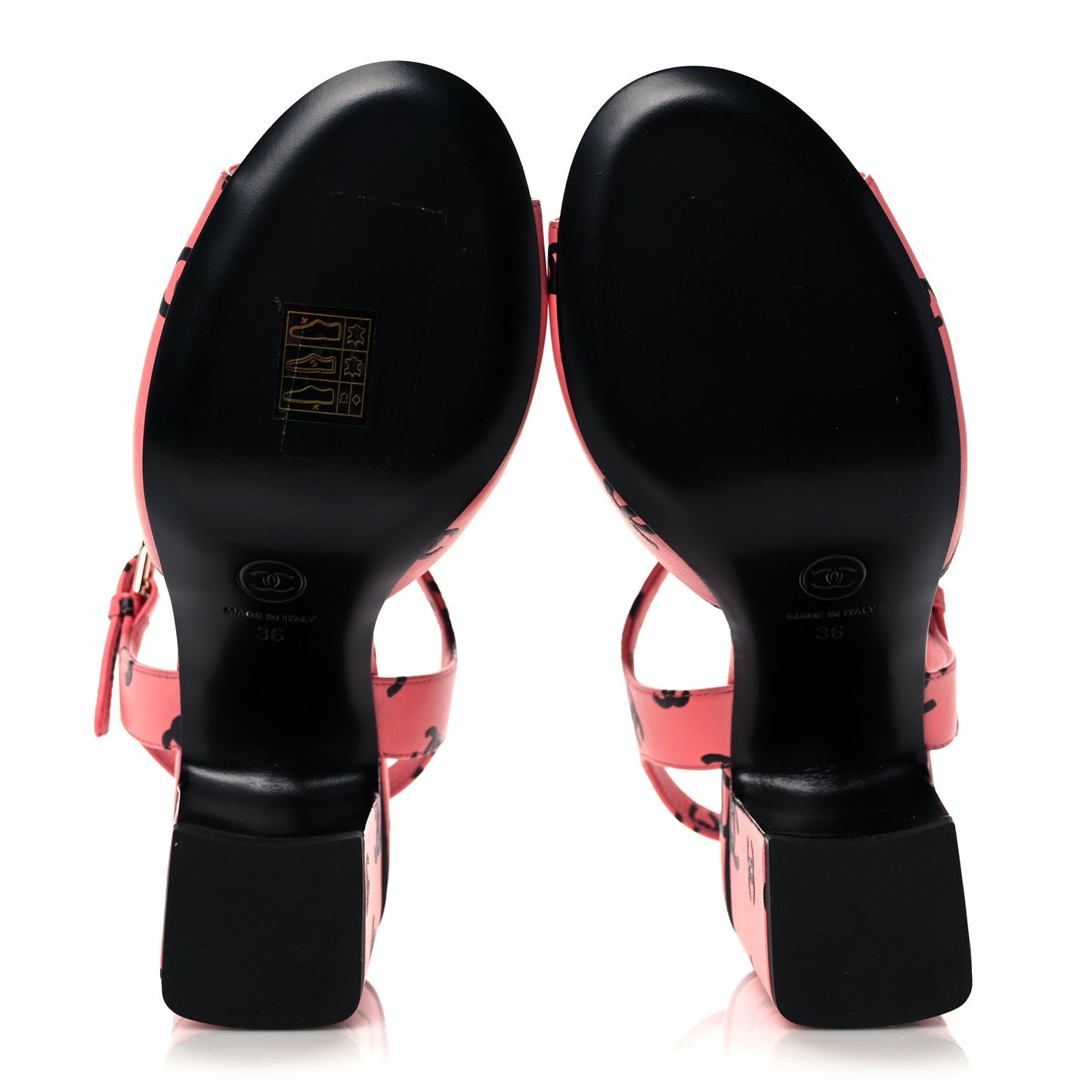 Printed Lambskin CC Sandals 36 Pink Black
