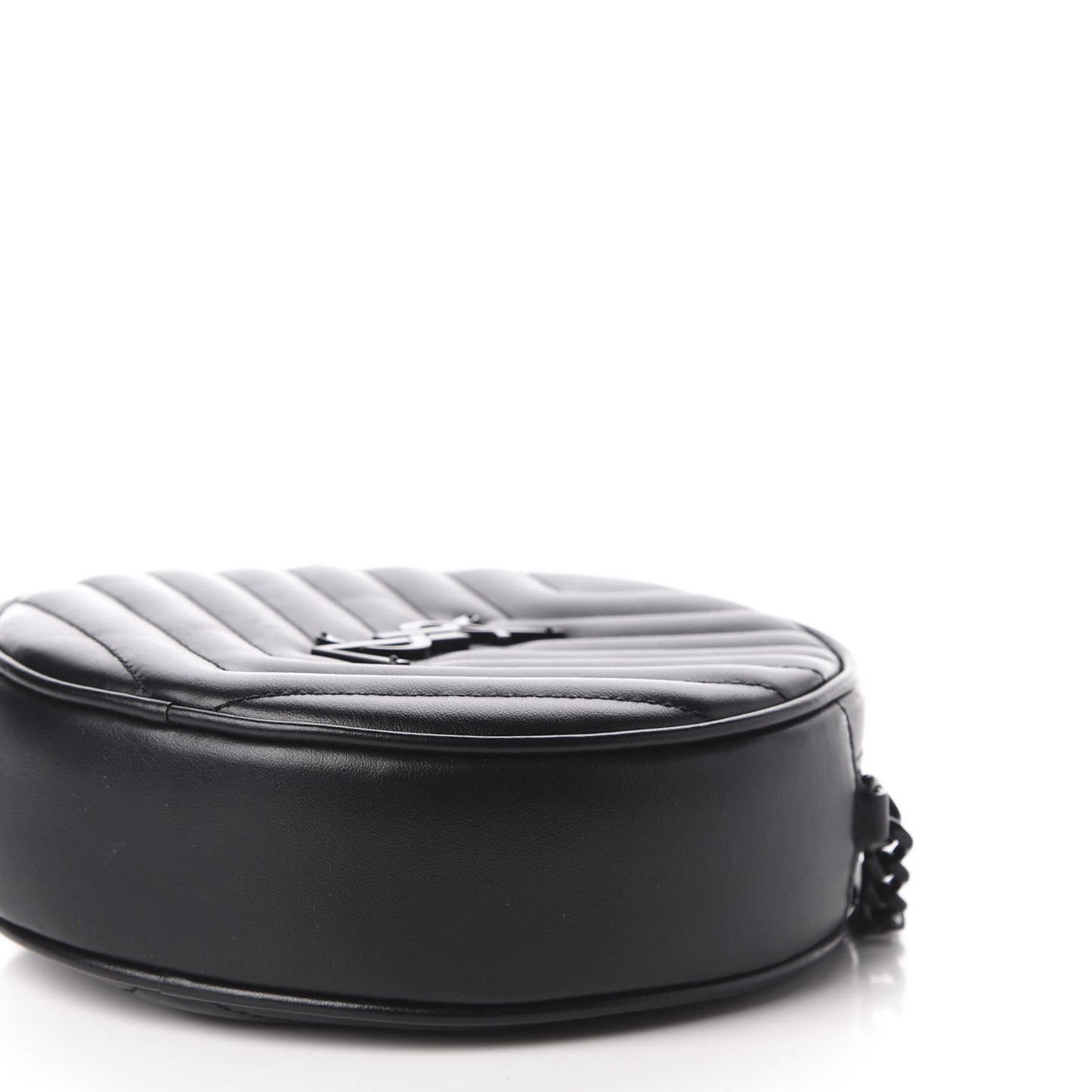 Calfskin Matelasse Chevron Round Vinyle Camera Bag Black