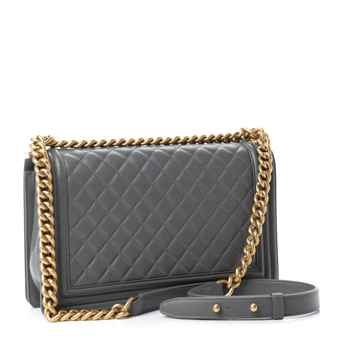 Lambskin Quilted New Medium Boy Flap Grey