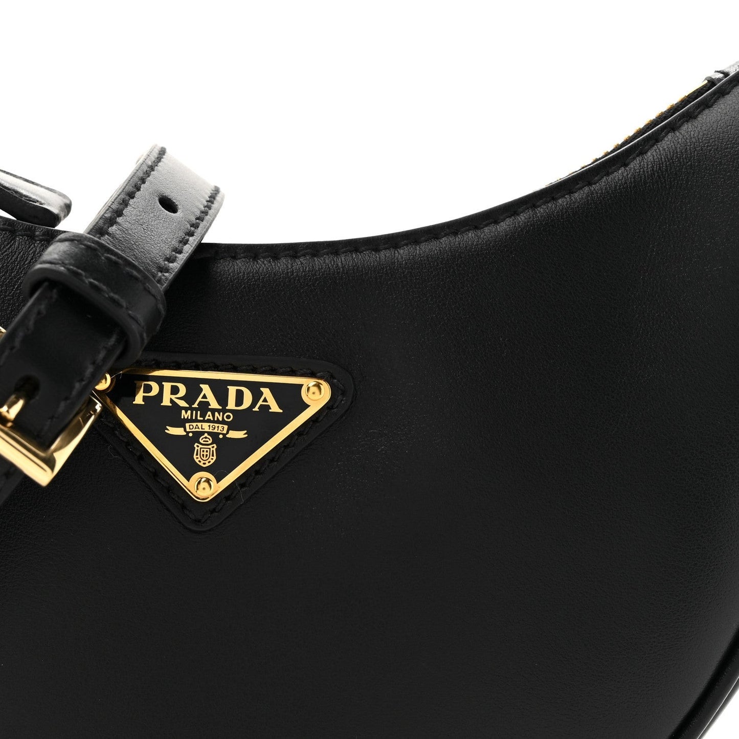 Soft Calfskin Arque Shoulder Bag Black