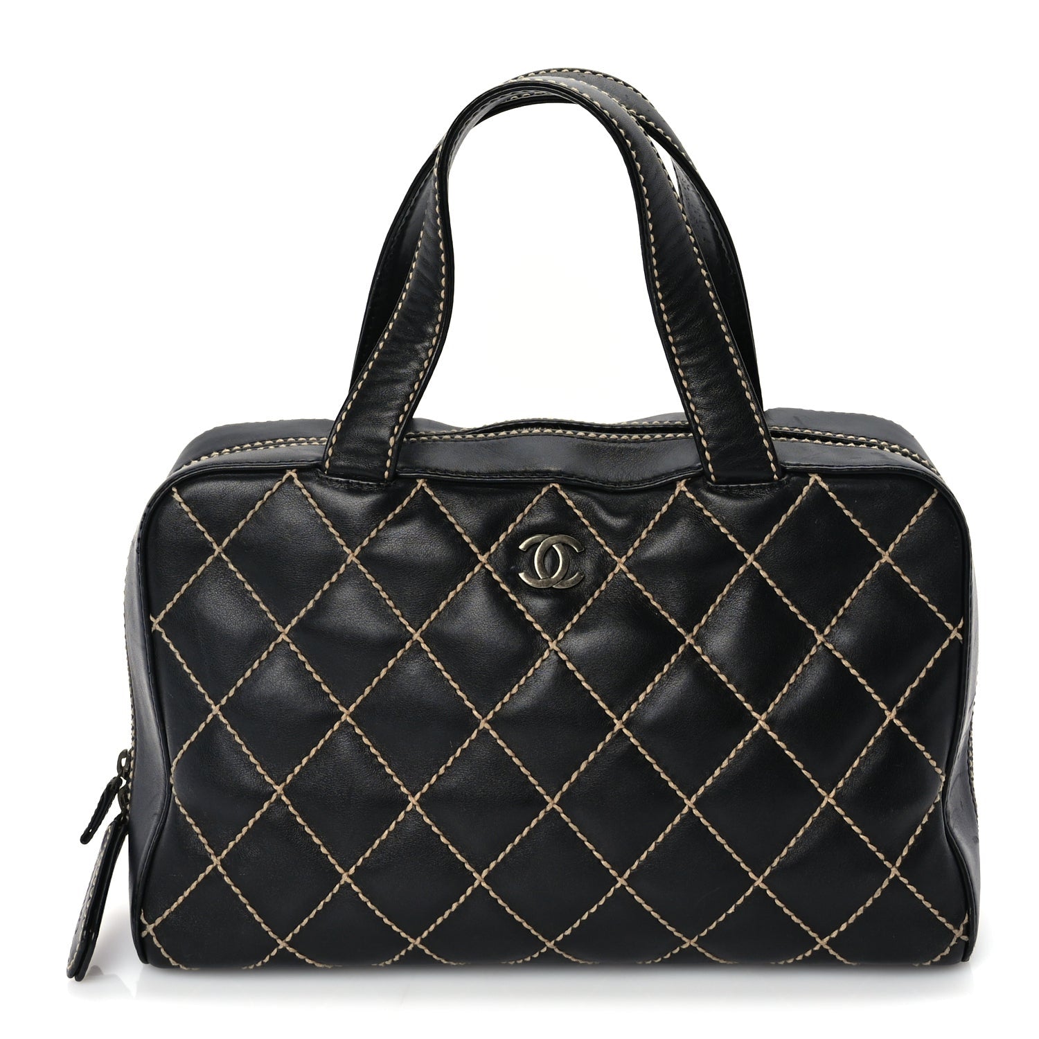 Chanel Calfskin Wild Stitch Top Handle Bag Black 2 of 10