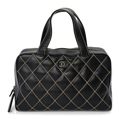 Chanel Calfskin Wild Stitch Top Handle Bag Black 2 of 10