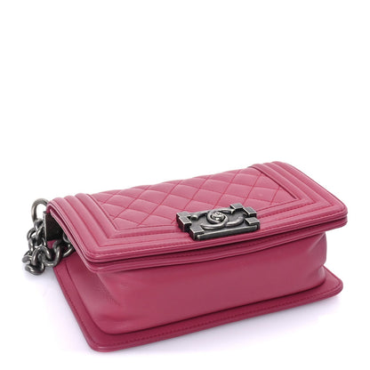 Chanel Lambskin Quilted Small Boy Flap  Dark Pink 3 of 9