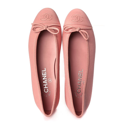 Chanel Caviar CC Cap Toe Ballerina Flats 36.5 Pink 3 of 9