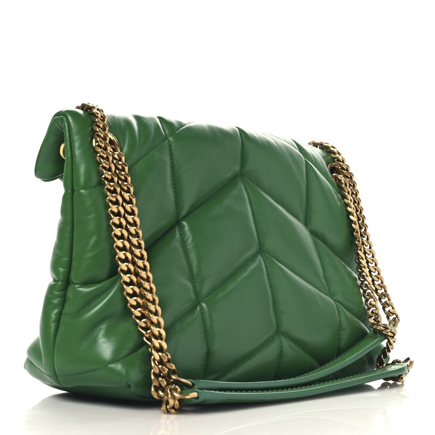 Lambskin Quilted Small Loulou Puffer Monogram Chain Satchel New Vert