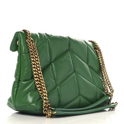 Saint Laurent Lambskin Quilted Small Loulou Puffer Monogram Chain Satchel New Vert 3 of 7