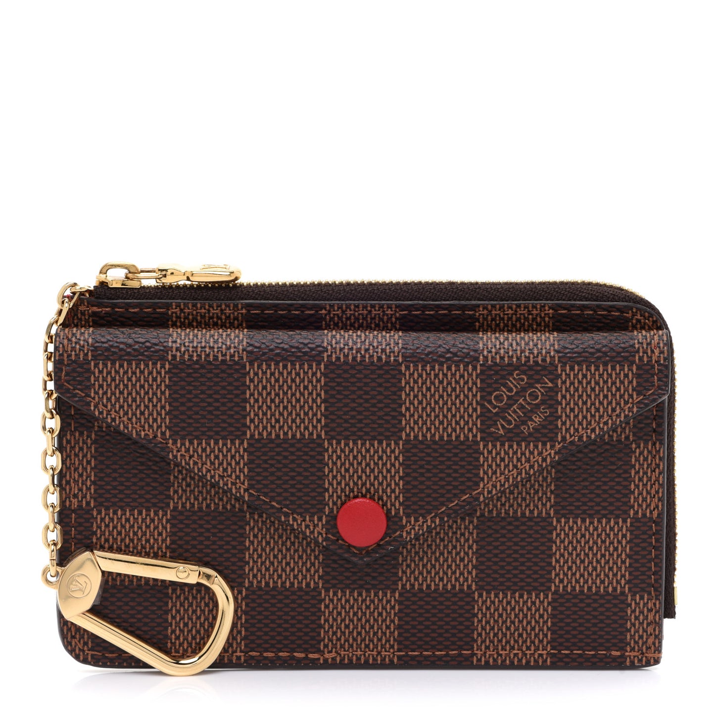 Damier Ebene Recto Verso Card Holder Red