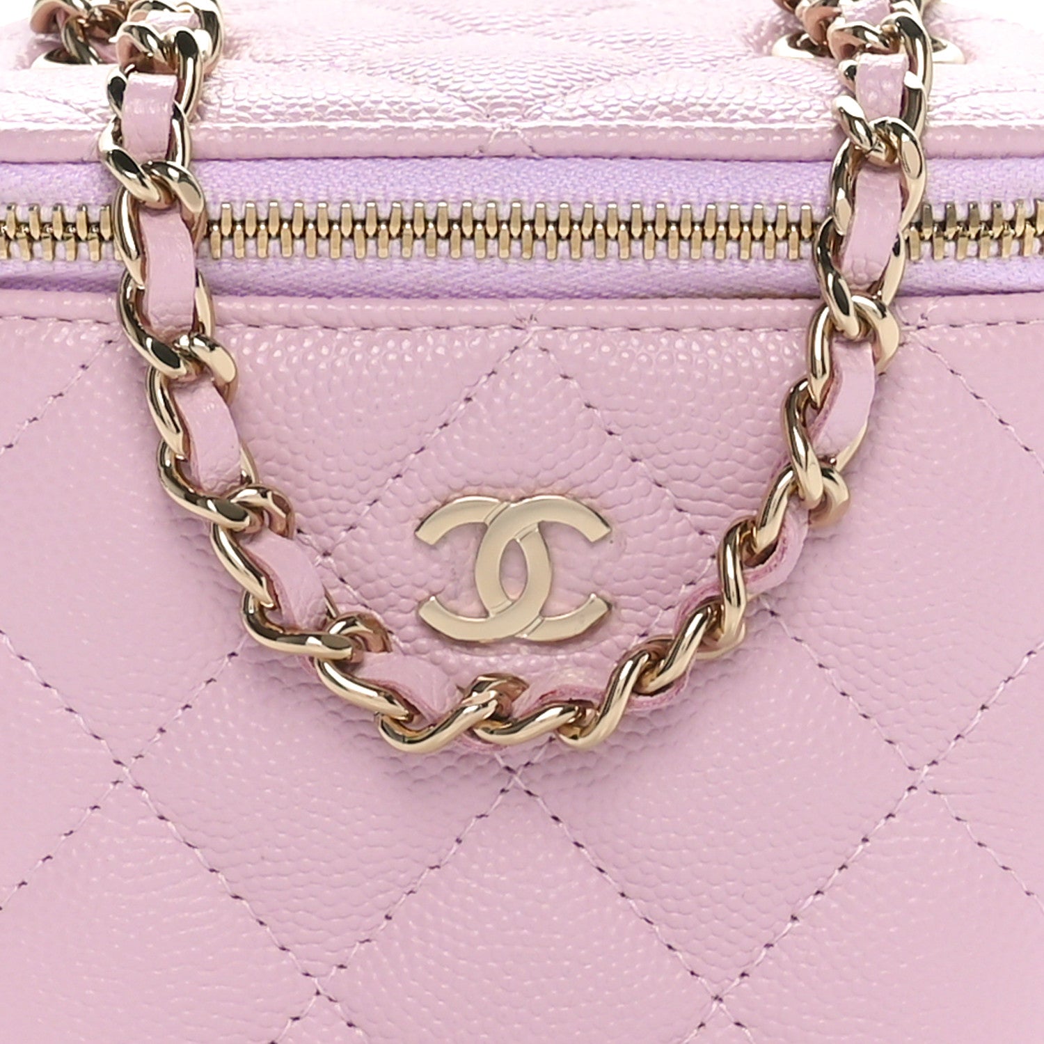 Chanel Caviar Quilted Mini Vanity Case With Chain Light Pink 8 of 10