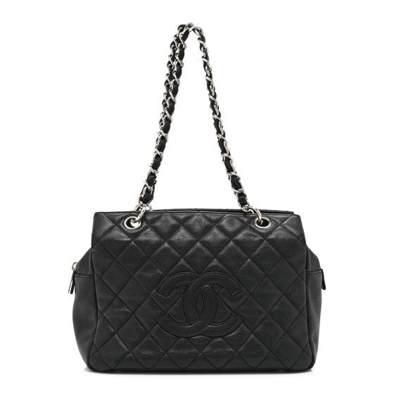 Caviar Quilted Petit Timeless Tote PTT Black