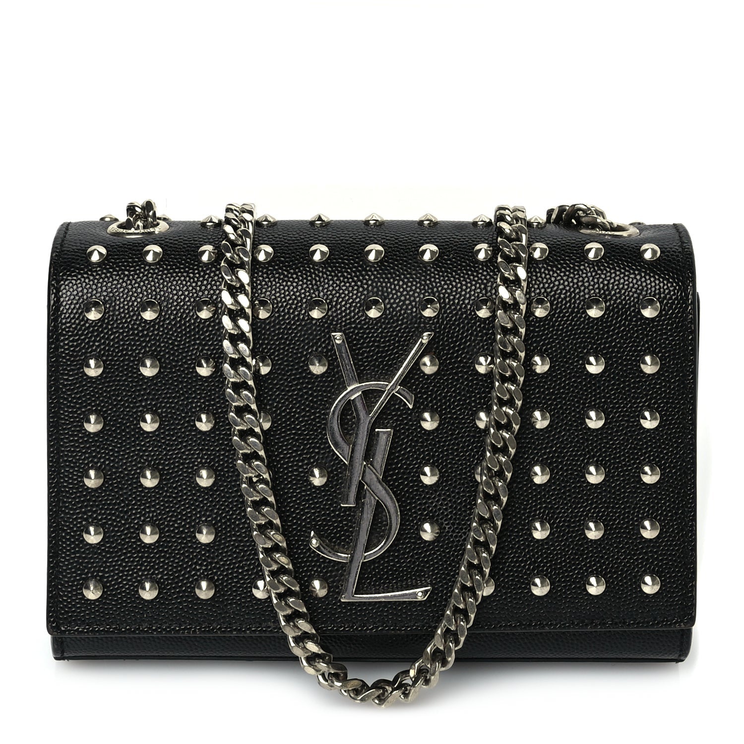 Saint Laurent Grain De Poudre Studded Small Classic Monogram Kate Satchel 1 of 8
