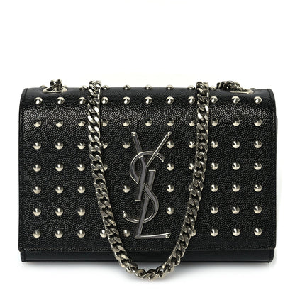 Saint Laurent Grain De Poudre Studded Small Classic Monogram Kate Satchel 1 of 8