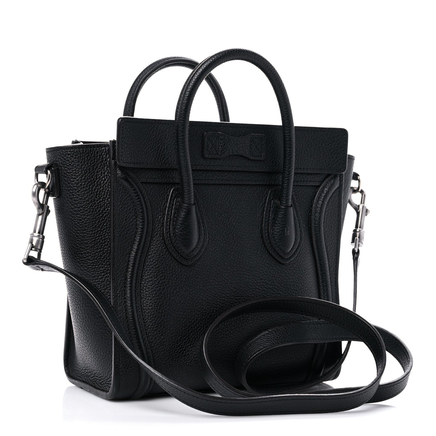 Drummed Calfskin Nano Luggage Black