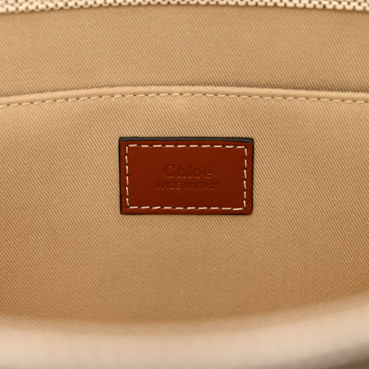 Chloe Cotton Calfskin Medium Woody Ribbon Tote White Brown 6 of 6