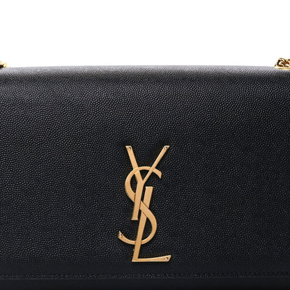 Saint Laurent Grain De Poudre Medium Classic Monogram Kate Satchel Black 6 of 8