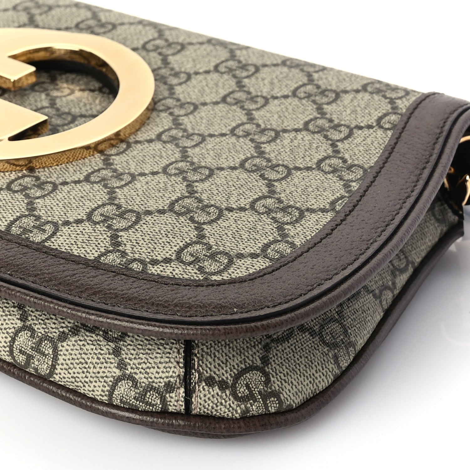 Gucci GG Supreme Monogram Textured Dollar Calfskin Blondie Chain Shoulder Flap Bag Beige Ebony New Acero 8 of 8