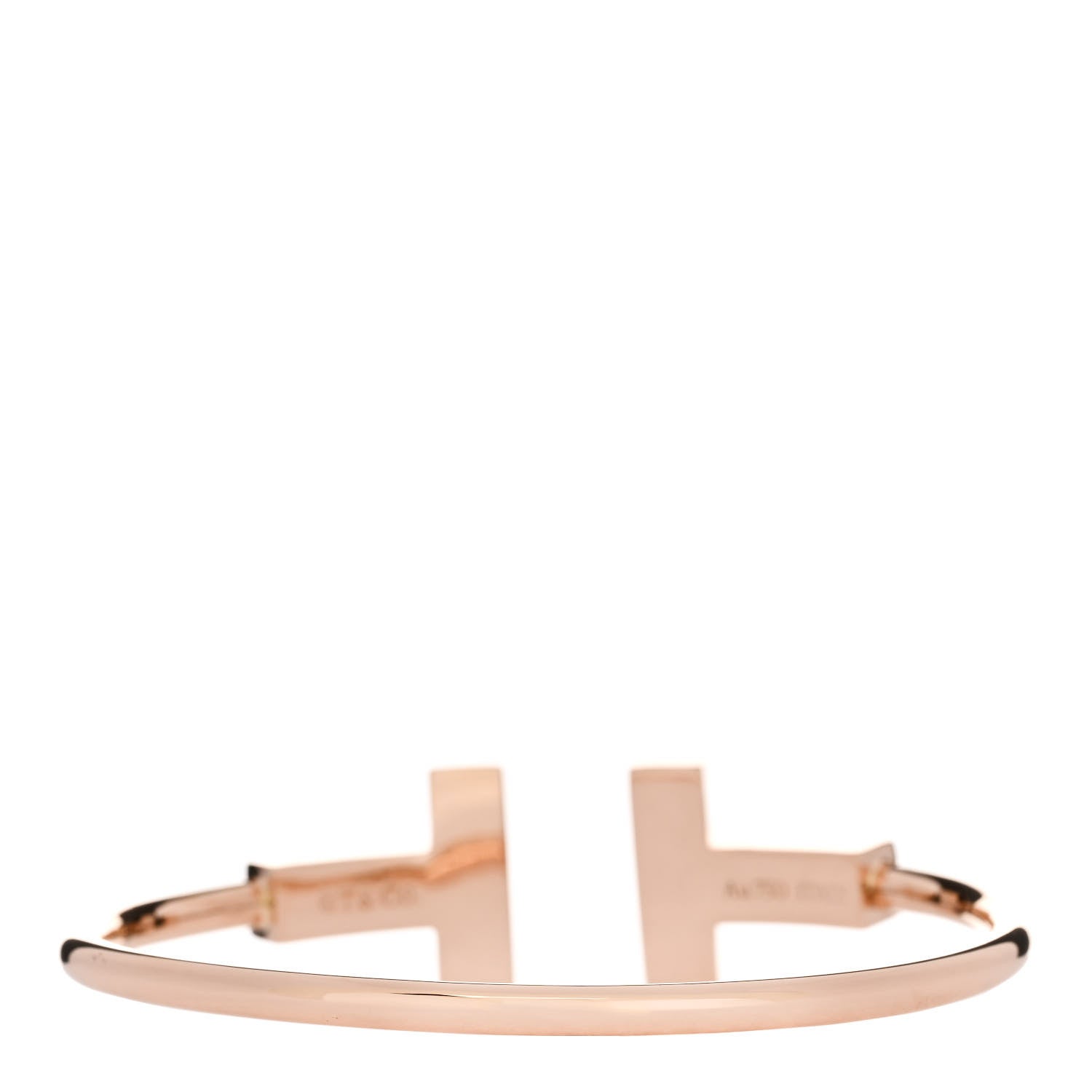 Tiffany 18K Rose Gold T Wide Wire Bracelet 2 of 3