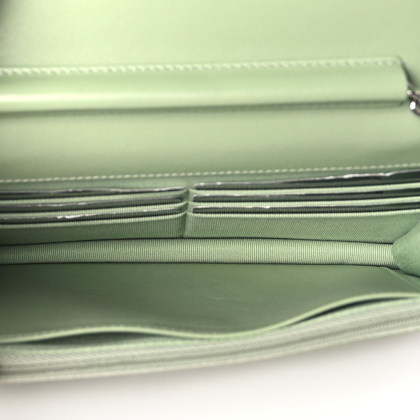 Lambskin Quilted Crystal Star Wallet On Chain WOC Green