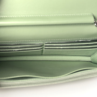 Chanel Lambskin Quilted Crystal Star Wallet On Chain WOC Green 4 of 9