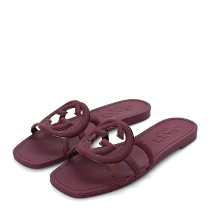 Gucci Rubber Interlocking G Womens Slide Sandals 39  Rosso Ancora 2 of 8