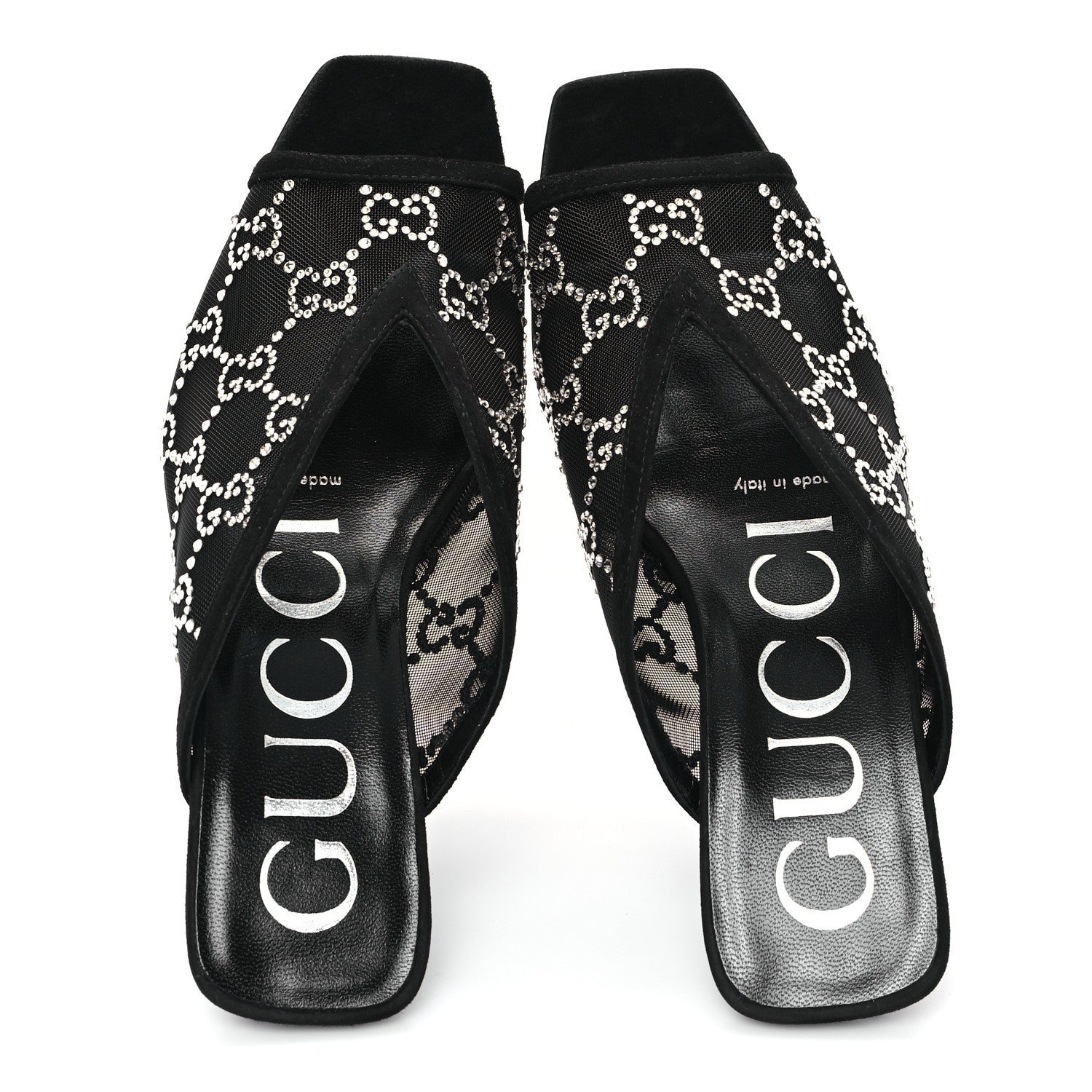 Gucci Tela Retino Kid Scamosciato Crystal GG Monogram Square G Black 2 of 7