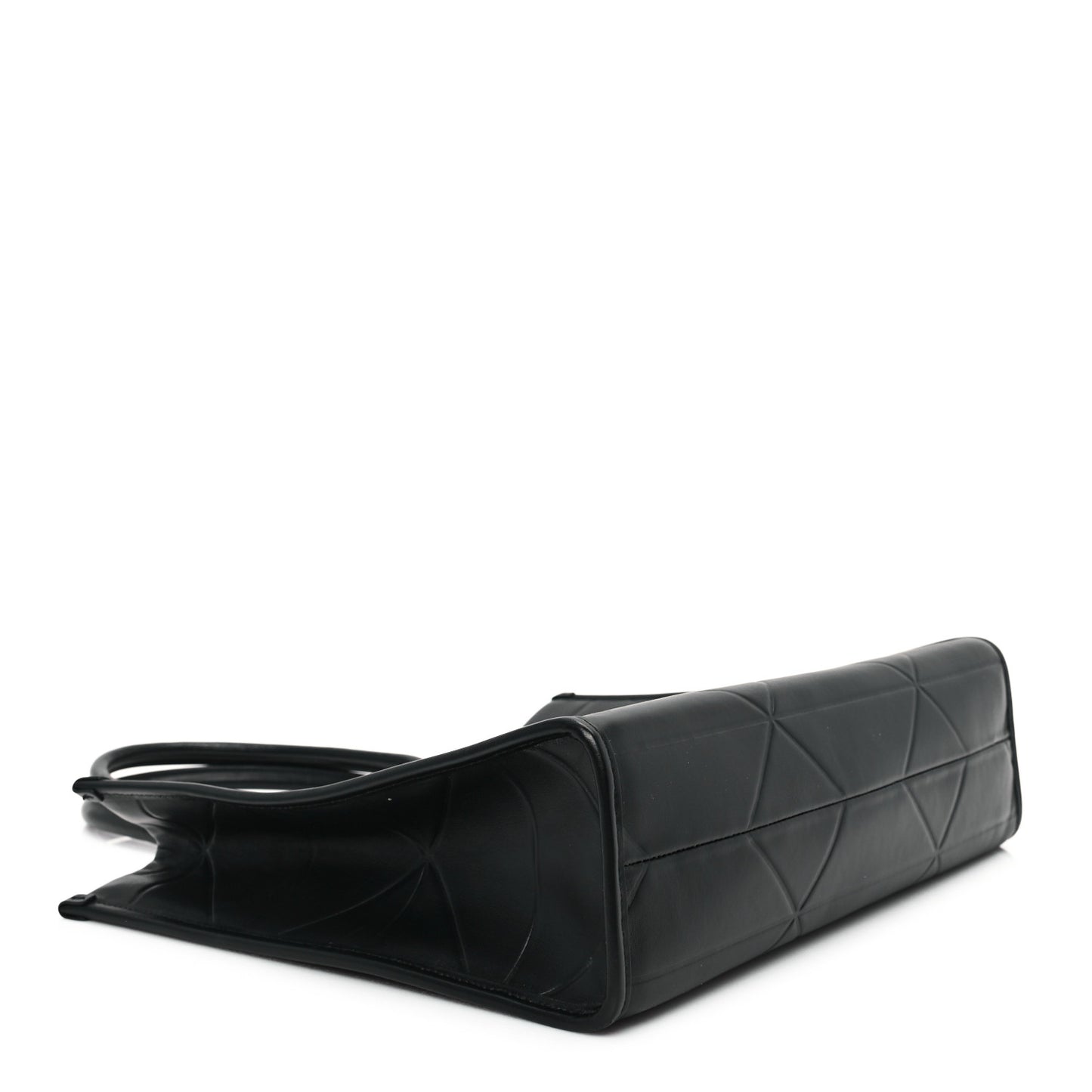 Soft Calfskin Triangolo Symbole Embossed Medium Tote Black