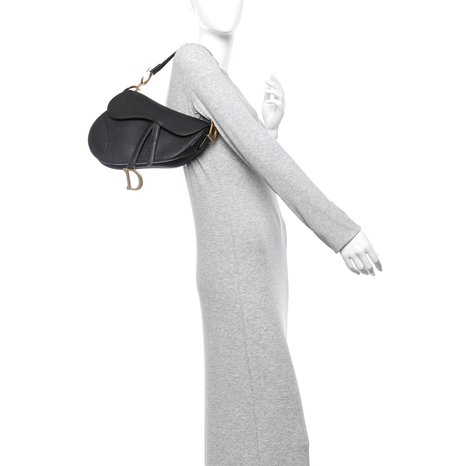 Christian Dior Grained Calfskin Saddle Bag Black 2 of 10